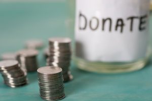 donation jar with money