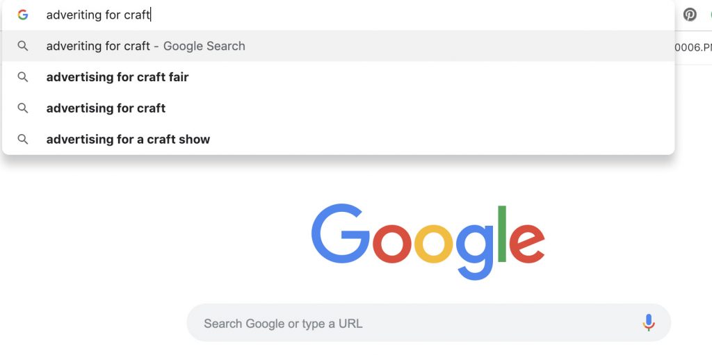 advertising for a craft show google screenshot